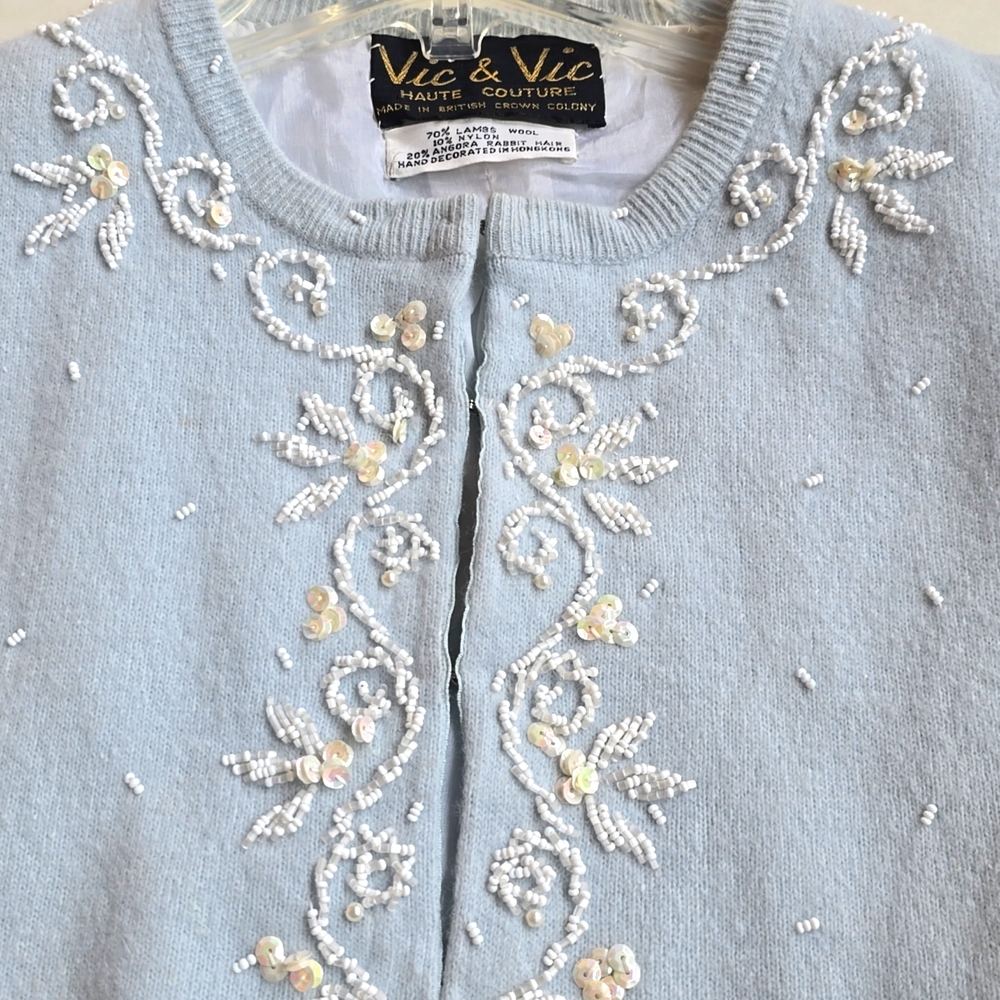 Vintage Vic and Vic Haute Couture Embellished Angora/rab Hair Sweater Size Med - Picture 9 of 14